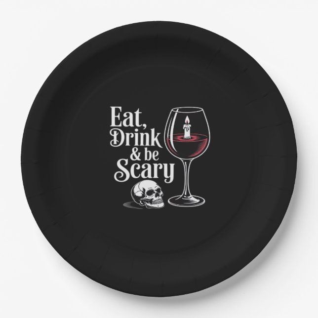 Eat Drink And Be Scary Funny Quote Modern Look Pappteller (Vorderseite)