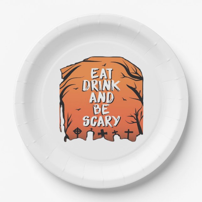 Eat Drink And Be Scary Halloween Design Creative S Pappteller (Vorderseite)