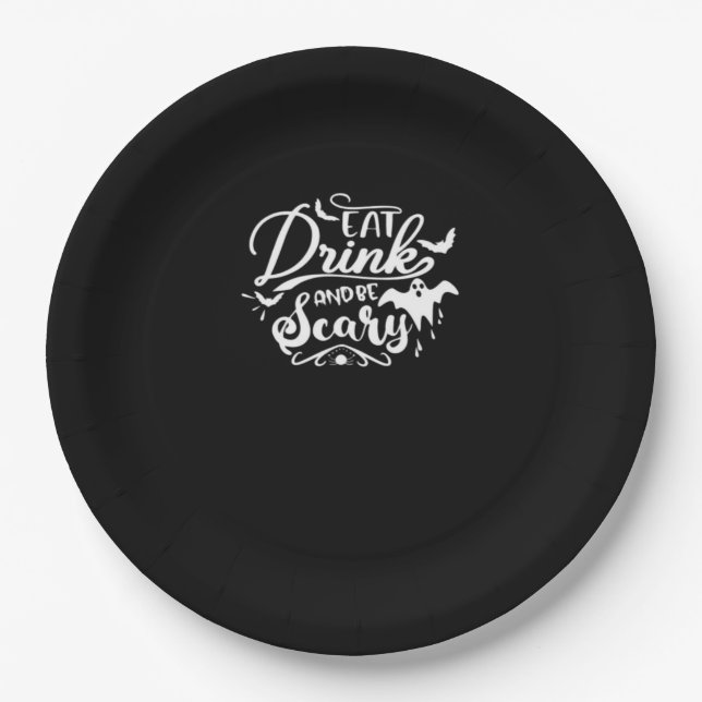 Eat Drink And Be Scary Halloween Design Pappteller (Vorderseite)