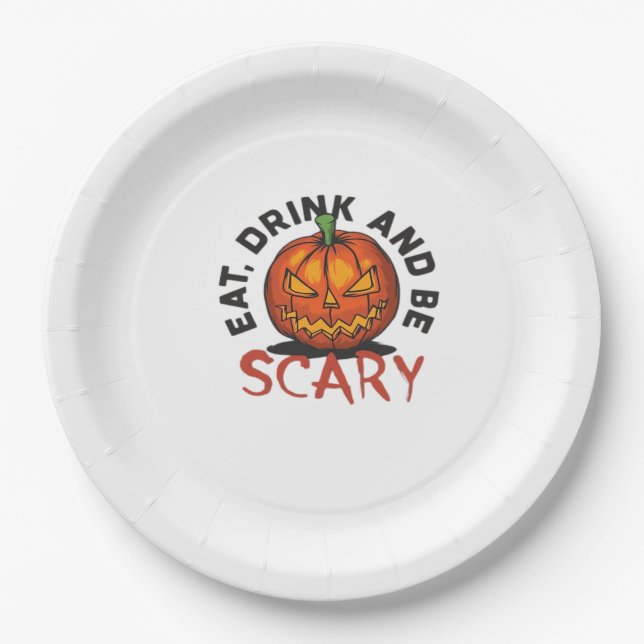 Eat Drink And Be Scary Halloween Design Pappteller (Vorderseite)