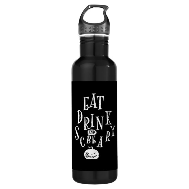 Eat Drink And Be Scary Halloween Funny  Edelstahlflasche (Vorderseite)