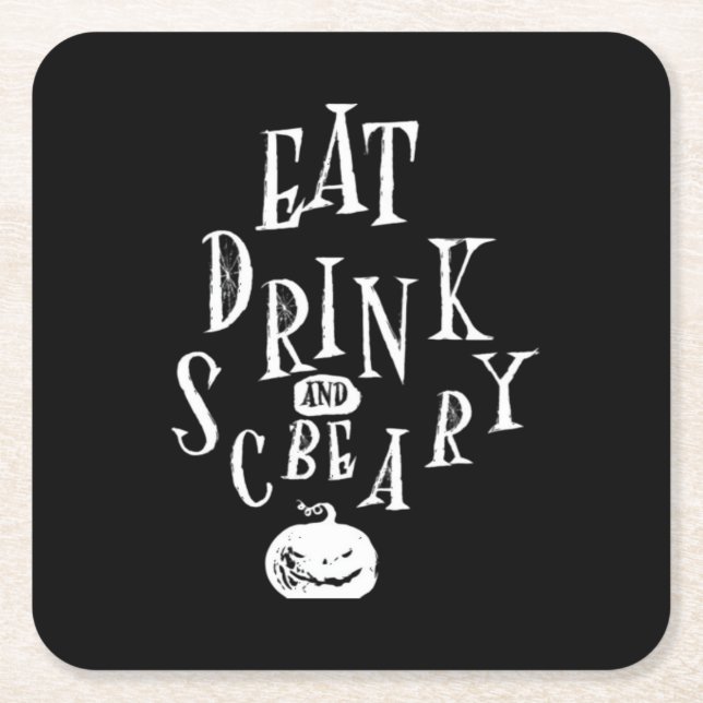 Eat Drink And Be Scary Halloween Funny  Rechteckiger Pappuntersetzer (Vorderseite)