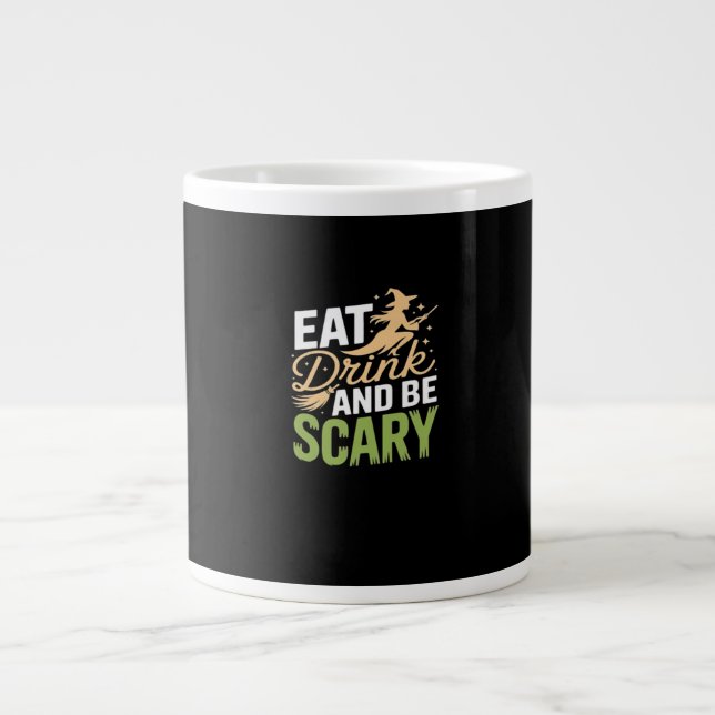 Eat Drink And Be Scary Minimal Clean Jumbo-Tasse (Vorderseite)