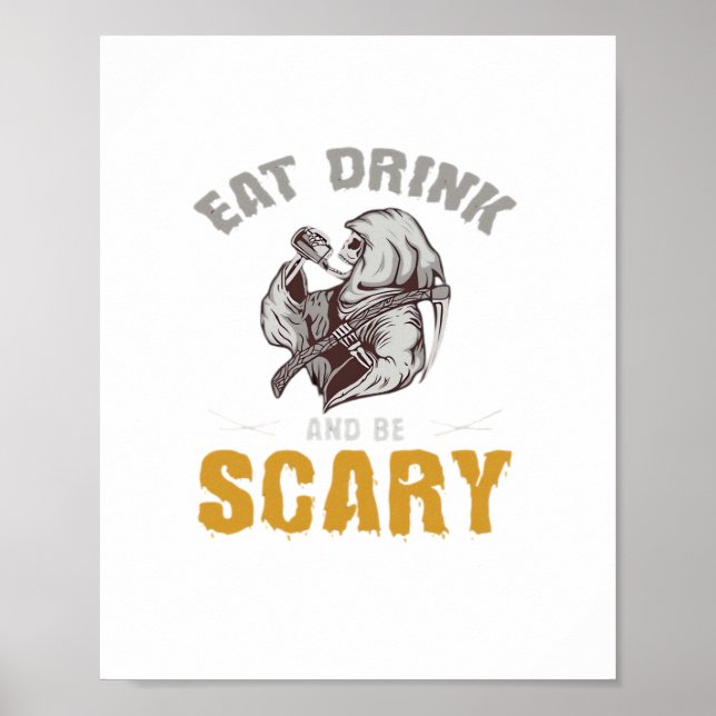 Eat Drink And Be Scary Reaper Minimal Clean Poster (Vorne)