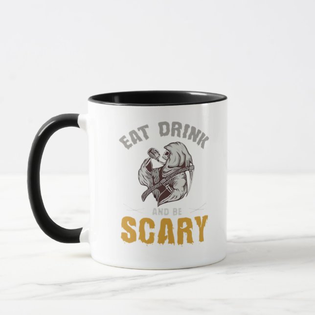 Eat Drink And Be Scary Reaper Minimal Clean Tasse (Links)