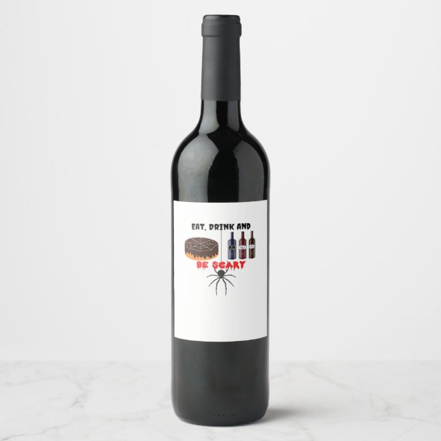 Eat Drink And Be Scary Retro Classic Weinetikett (Vorderseite)
