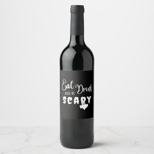 Eat Drink And Be Scary Retro Graphic Weinetikett (Vorderseite)