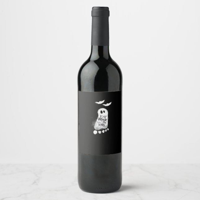 Eat Drink And Be Scary Trendy Graphic Weinetikett (Vorderseite)