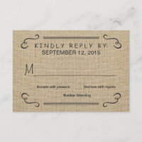 Eat Drink Be Marié Burlap Wedding RSVP