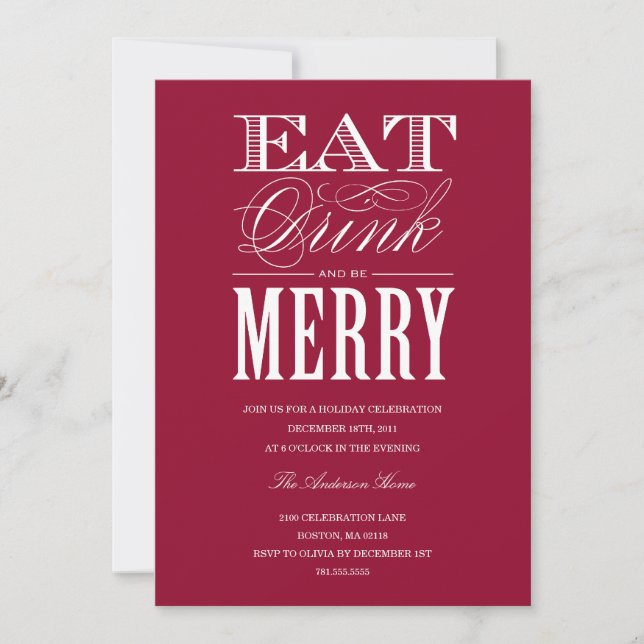 EAT, DRINK & BE MERRY| EINLADUNG DER HOLIDATEI (Vorderseite)