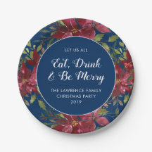Eat Drink Be Merry Navy Blumenweihnachtsfest Party