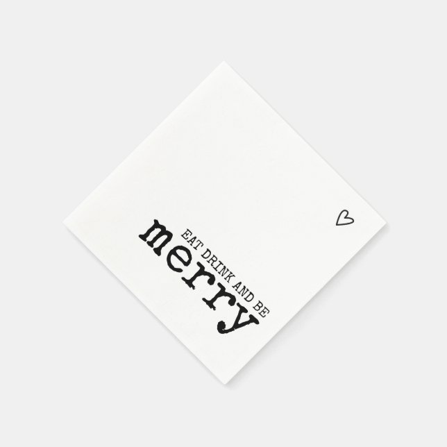 Eat Drink Be Merry Schreibmaschine Typografy Weddi Serviette (Ecke)