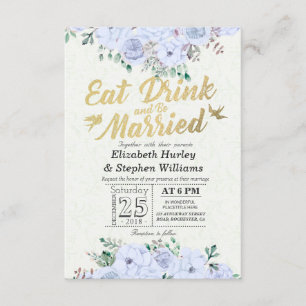 EAT Drink & Be Verheiratet Hochzeit Blumenschrift Einladung