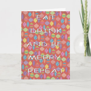 Eat drink repeat white tree decorations feiertagskarte