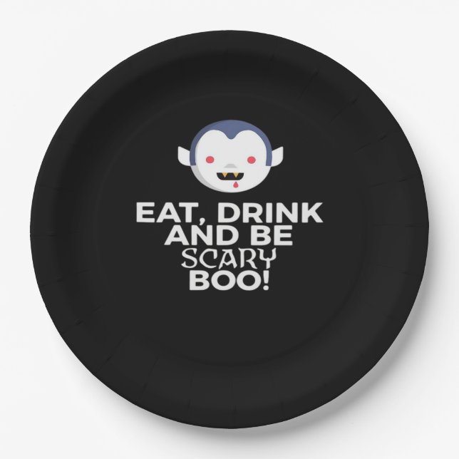 Eat Drink Scary Boo Halloween Design Creative Casu Pappteller (Vorderseite)