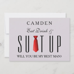 Eat Drink & Suitup Red Werden Sie mein Bestman Inv Einladung