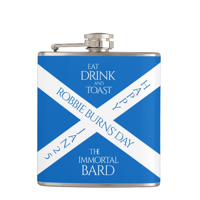 Eat Drink und Toast Robbie Burns Schottische Flagg Flachmann (Vorderseite)