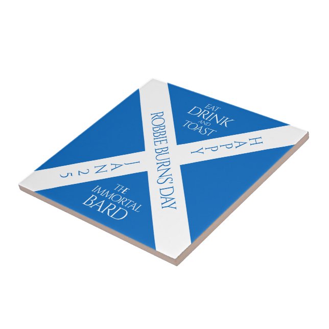 Eat Drink und Toast Robbie Burns Schottische Flagg Fliese (Seite)