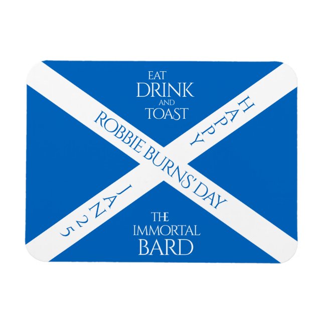 Eat Drink und Toast Robbie Burns Schottische Flagg Magnet (Horizontal)