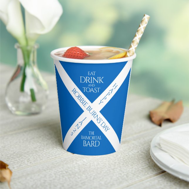 Eat Drink und Toast Robbie Burns Schottische Flagg Pappbecher (In Situ)