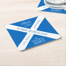 Eat Drink und Toast Robbie Burns Schottische Flagg Rechteckiger Pappuntersetzer
