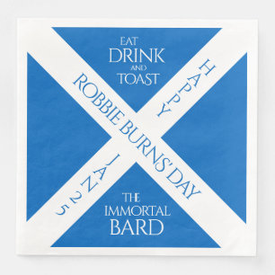 Eat Drink und Toast Robbie Burns Schottische Flagg Serviette