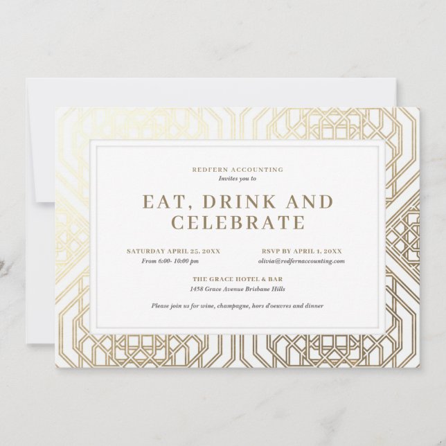 Eat Drinks und Celebrate Business Party Einladung (Vorderseite)