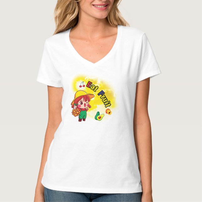 Eat Fruit V-Shirt T-Shirt (Vorderseite)