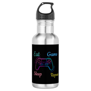 Eat Game Sleep Repeat Neon-Gamer individuell anp Edelstahlflasche