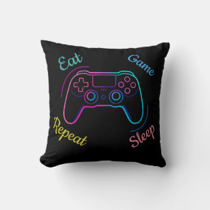 Eat Game Sleep Repeat Neon-Gamer individuell anp Kissen