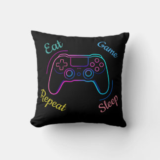Eat Game Sleep Repeat | Neon-Gamer individuell anp Kissen