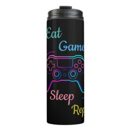 Eat Game Sleep Repeat | Neon-Gamer individuell anp Thermosbecher
