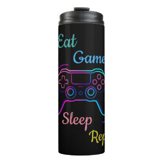 Eat Game Sleep Repeat | Neon-Gamer individuell anp Thermosbecher