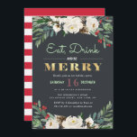 EAT, GETRÄNK und SEIN MERRY| Feiertag Einladung<br><div class="desc">schönes Skript-Design mit winterfarbenen Blume und grauem Hintergrund. Die Farben und der Text können zusammen mit anderen Features dieser Einladung geändert werden.</div>