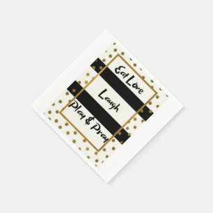 Eat Liebe lachen spielen Gebet schwarzen Golddots  Serviette