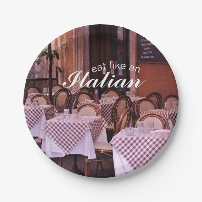 Eat like a Italian Café Foto Pappteller (Vorderseite)
