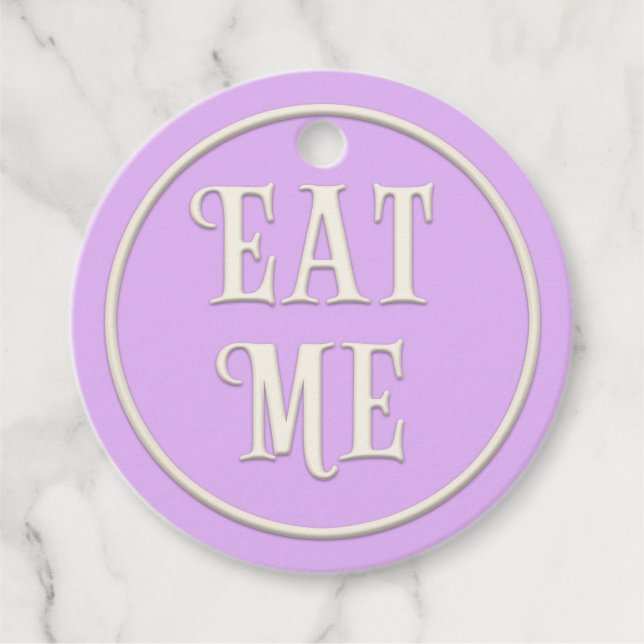 "Eat Me" Wunderland Tee Party Lila Personalisiert Geschenkanhänger (Vorderseite)