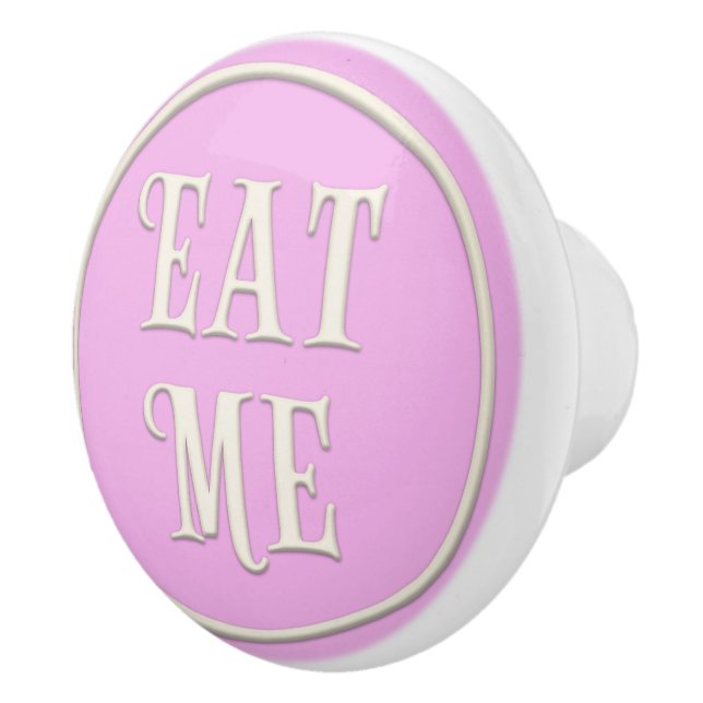 "Eat Me" Wunderland Tee Party Pastel Pink Keramikknauf (Rechts)