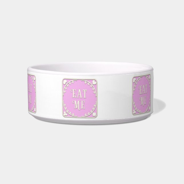 "Eat Me" Wunderland Tee Party Rosa Embleme Nahrung Napf (Rechts)