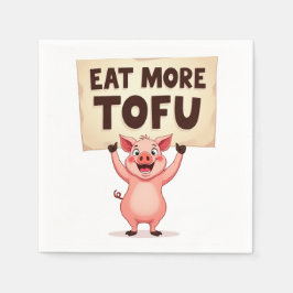 Eat More Tofu – Pig Protest Napkin Serviette
