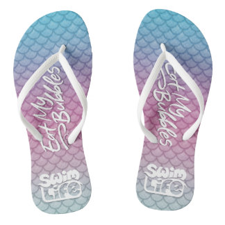 "Eat My Bubbles" Aquamarin/rosa/schaumig/schief Flip Flops