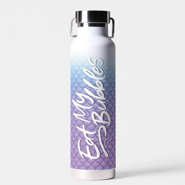 "Eat My Bubbles" Blau/Lila Waage Swim Life Trinkflasche (Vorne)