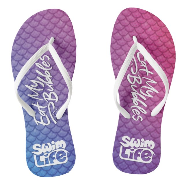 "Eat My Bubbles" Pink/Lila/Blue Waage Swim Life Flip Flops (Fußbett)