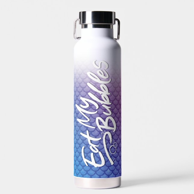 "Eat My Bubbles" Pink/Lila/Blue Waage Swim Life Trinkflasche (Vorne)