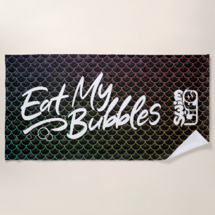 "Eat My Bubbles" Swim Life Black Rainbow Scales Strandtuch