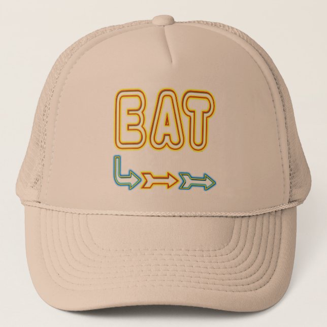 Eat Retro Neon Sign Art Truckerkappe (Vorderseite)