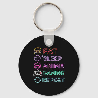 Eat Sleep Anime Gaming Repeat Gamer Men Teen Boy G Schlüsselanhänger