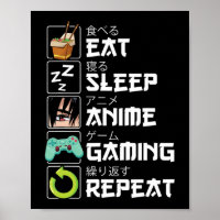 Eat Sleep Anime Gaming Repeat Kawaii Otaku Anime