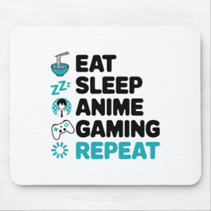 Eat Sleep Anime Gaming Repeat Video Gamer Anime Lo Mousepad