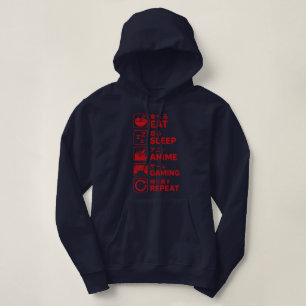 Eat Sleep Anime Gaming Wiederholen Gamer Männer Te Hoodie